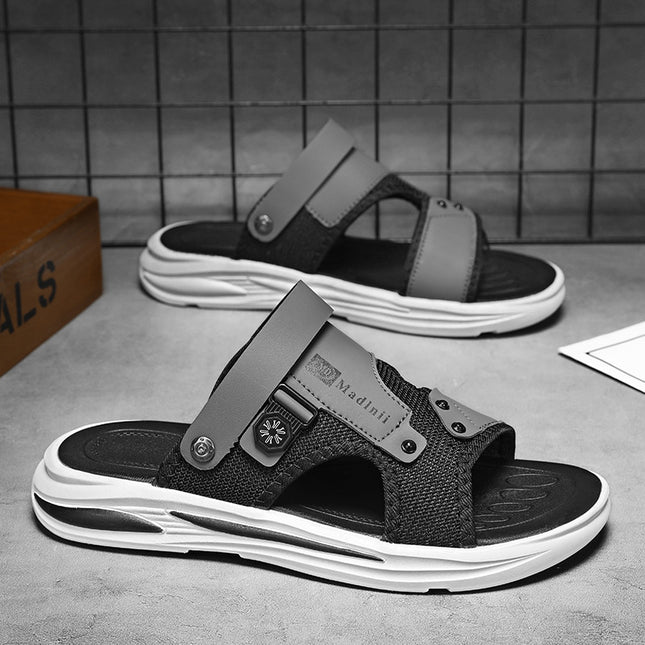 Beach Slippers for Men, Summer Outer Wear, Home Bathroom Bathing, Non-Slip Thick-Soled Sports Driving Sandals for Men
