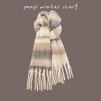 Large striped scarf khaki