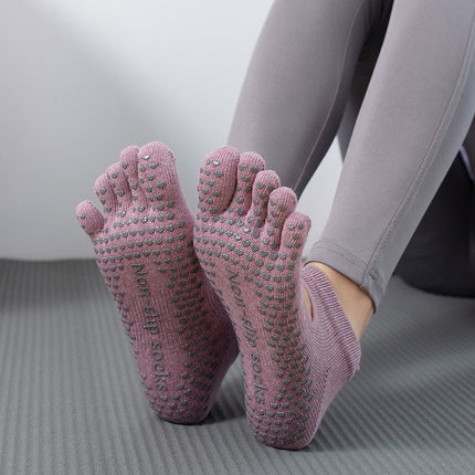 Toesox quality new gradient yoga socks tie-dyed backless five-finger socks sports pilates dispensing non-slip socks