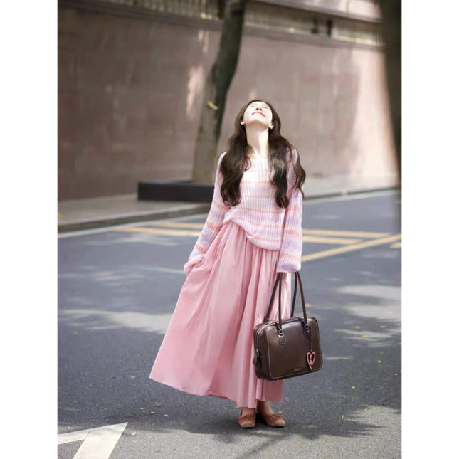 Autumn wear a set of dress women's beautiful and unique miu in miu air sweater dress two-piece suit