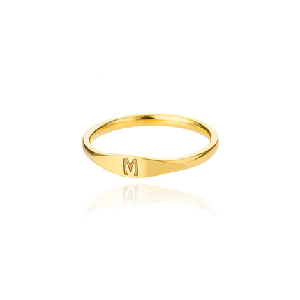 Cross-border 26 English Letter Ring Stainless Steel high quality Niche Design Light Luxury Opening Female Ring Food Ring
