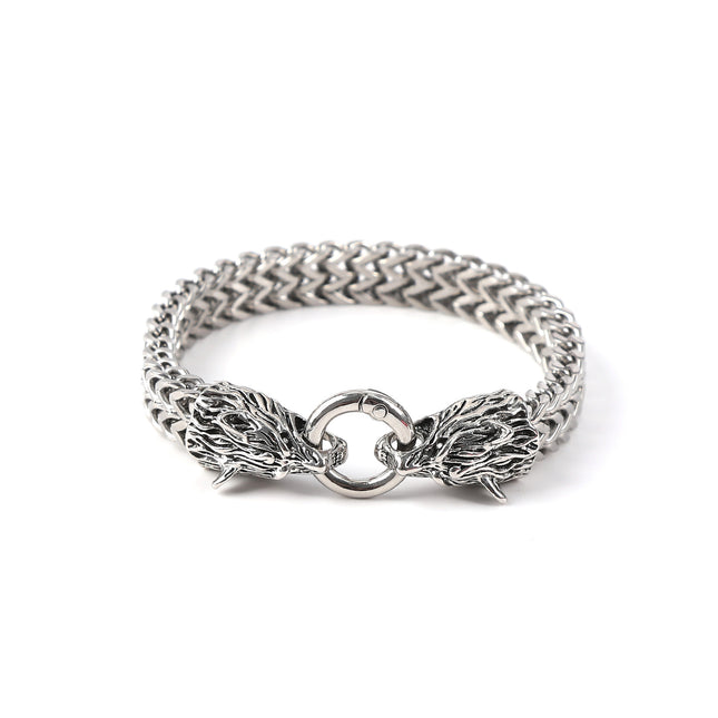 Foreign trade hot vintage Viking wolf head bracelet men's stainless steel chain European and American fashion Norwegian style bracelet wholesale