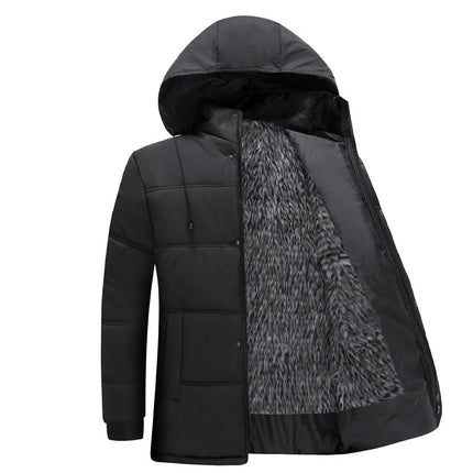 Cross-Border Foreign Trade Volume Winter New Men's Fashion Trendy Dad's Wear Middle-Aged Hooded Thickened Cotton Jacket