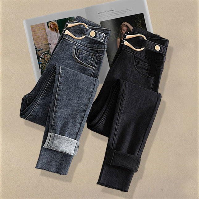 Plus Size Women's Autumn and Winter Suit 2025 New Stylish Patchwork Knitted Sweater Slimming Jeans Two-Piece Set