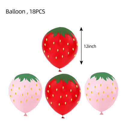 New Summer Sweet Strawberry Party Tableware Paper Plate Disposable Tissue Paper Cup Tablecloth Summer Red Fruit