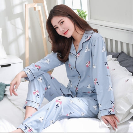 Autumn and Winter Women's 100 Pure Cotton Pajamas Women's Loose Cardigan for Middle-aged and Elderly Mothers Spring and Autumn Long-sleeved Casual Home Clothes