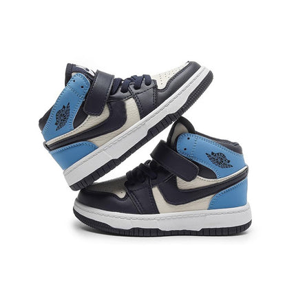 Children's High-top sneaker 2024 Autumn and Winter New Girls' fleece-lined Two-cotton Shoes North Carolina Blue Boys' Non-slip Sneakers