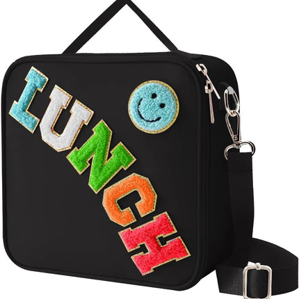 Amazon Explosions Smiley Letters Portable Lunch Bag Outdoor Portable Aluminum Film Fresh-keeping Bag Insulation Bag Cross-border Exclusive