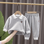Gray KKM bear fake two-piece sweater suit / 73cm