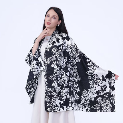 high quality jacquard satin scarf with foreign style shawl women send mother send elders autumn and winter scarf new 2024