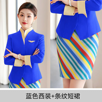 [Stewardess Uniform] Air South China Airlines Professional Wear Women's Suit Set Autumn and Winter Suit Set Workwear Skirt Suit