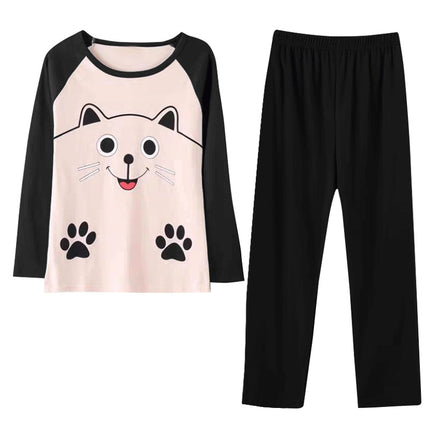Southeast Asia Spring, Autumn and Winter New Cute Cartoon Pajamas for Women Milk Silk Casual Long-Sleeved Pants Women's Home Clothes
