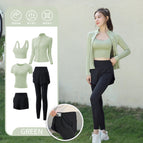 Grass green [short sleeve] five-piece set (black pants) upgraded version---crazy sale / M