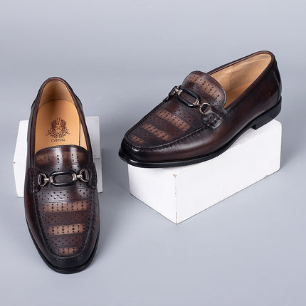 Doudou Shoes Men's Casual Loafers Breathable Shoes Genuine Leather Lazy Slip-On Winter Men's Shoes Men's Leather Shoes New Trend