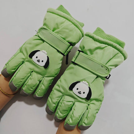 Winter fleece-lined Ski Gloves Cartoon Winter Puppy Thickened Cotton Outdoor Riding Waterproof Wind Warm Cute