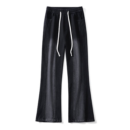Men's Trendy Loose Yellow Mud Bootcut Scimitar Jeans High Street Casual Washed Long Pants