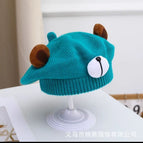 Cute bear beret-lake blue / 3-48 months