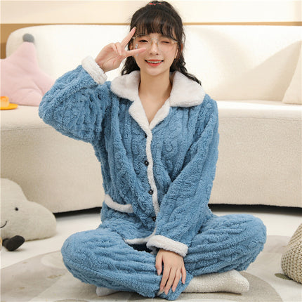 Fat Girl pajamas autumn and winter Princess fleece-lined flannel junior high school students big children fat girl home clothes extra large