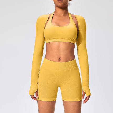 Shawl Yoga Wear for Women, Autumn Quick-Drying Tops, Women's Sports Fitness Jackets, Cardigans, Elegant, Breathable, Slimming Look Waistcoats