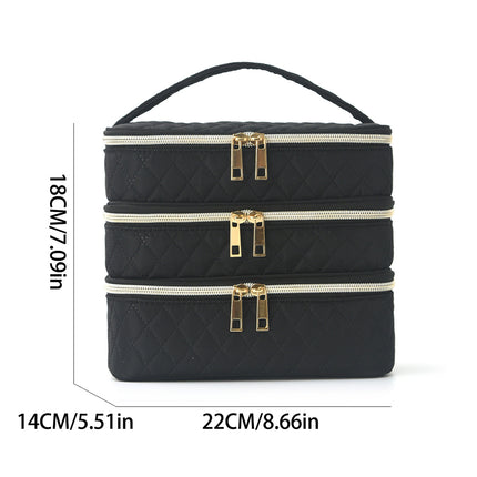Feihong Cross-Border Three-Layer Cosmetic Bag Large Capacity High-Value Portable Toiletry Bag Portable Travel Makeup Storage Bag