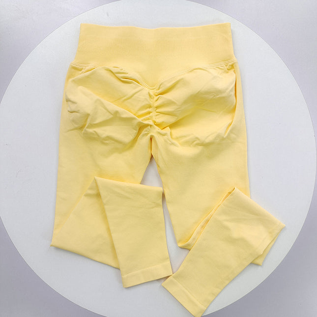 Hip King European and American New Upgraded Seamless Knit Low-Waist Peach Butt Long Pants Three-Section Waistband Fitness Pants