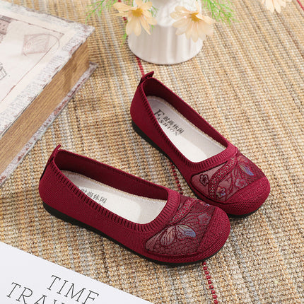 2026 New Style Old Beijing Cloth Shoes for Women, Flat Ethnic Style Soft-Soled Shoes for Middle-Aged and Elderly Mothers, Elderly Shoes, Slip-On Shoes