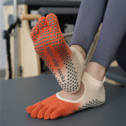 Toesox quality new gradient yoga socks tie-dyed backless five-finger socks sports pilates dispensing non-slip socks