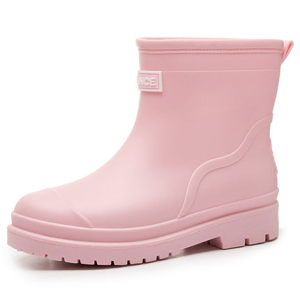 Women's Fashionable Outdoor Drawstring Rain Boots with Thick Soles, Waterproof and Non-Slip Kitchen Work Rain Boots, Warm Rubber Shoes