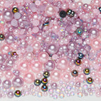 3-10mm flatback pearl resin rhinestones mixed assortment, 30g/pack / Semi-round pearl mixed pink and black ab series—x