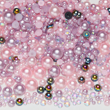 Nail Art Ab Colorful Flats Bottom Diamond Semi-Circle Pearl Mixed Color Set DIY Material Mobile Phone Shoes Clothing Cup Accessories