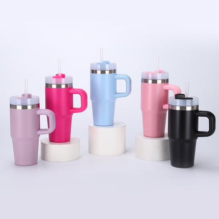 14oz Large-Capacity Handle Car Cup 304 Stainless Steel Thermal Insulation Ice Cup Outdoor High-Looking Straw Cup