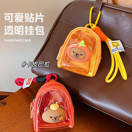 Original Cute Patch Transparent Coin Purse Headset Mini Storage Bag Keychain Going Out Small Schoolbag Pendant