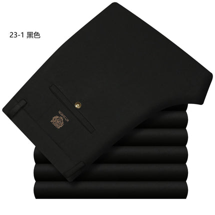 Wholesale Tiger Head Embroidered Stretch Pants Men's Casual Long Pants Men's Black Thin Straight Business Dress Pants