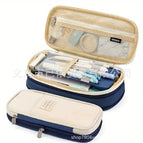Canvas retractable pencil case [navy blue]