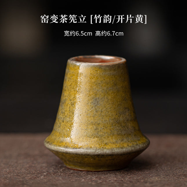 Yao Bian Bamboo Style Ceramic Matcha Four-Piece Set Japanese Matcha Making Tools Tea Bowl Tea Whisk Stand Tea Brush Tea Spoon Accessories