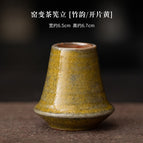 Kiln-turned tea stand [bamboo rhyme/open yellow]