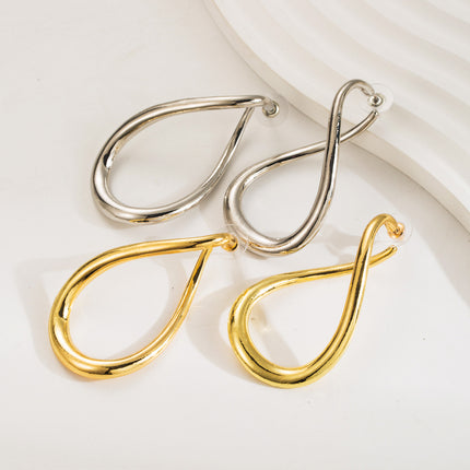 Cross-border New ZA Exaggerated Cold Wind Irregular Silver Pin Earrings Niche Curved Geometry Alloy Ear Jewelry Women