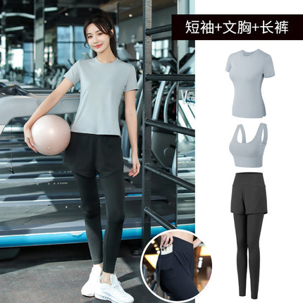 Yoga Clothing Suit for Women 2025 New Flesh-Covering Running Suit for Women Morning Running Sports Fitness Quick-Drying Clothing Wholesale