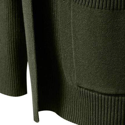 Cross-Border Men's Casual Autumn Cardigan Sweater High-Quality Business Knitwear Solid Color Men's Top in Dark Green