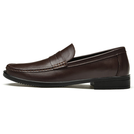 Men's Lefu leather shoes spring and summer low-top slip-on cowhide surface slip-on hollow breathable casual shoes single-layer shoes men's shoes