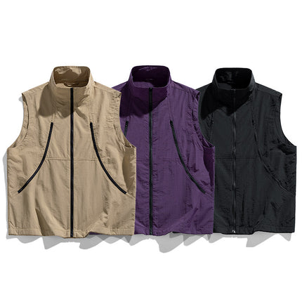 2025 Summer Thin Outdoor Camping Hiking Casual Versatile Sleeveless Vest Fishing Vest Quick-Drying for Hiking