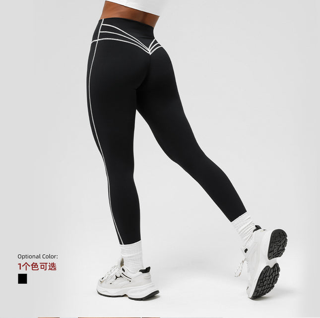 European and American Naked High Elastic Sports Yoga Pants New High Waist Tight Fitness Pants Outdoor Running Hip-lifting Sports Pants