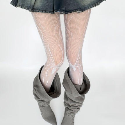 Internet Celebrity Retro Sexy Lace Pantyhose Gray Fishnet Stockings Spider Pattern Black Silk Fine Mesh Black Leggings