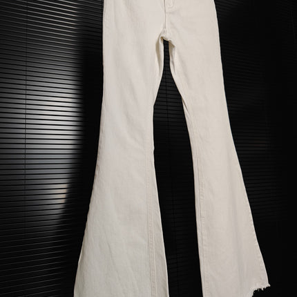 White Micro-Lam Jeans Women's Winter Latest Thin Velvet High Waist Slim-Fit Slimming Simple All-Match Horn Mop Pants