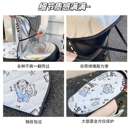 Creative cartoon memory cloth aluminum film summer sunscreen heat insulation waterproof electric car cushion motorcycle dustproof flip pad
