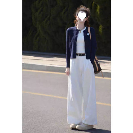 With a set of fashion early spring 2024 new small fried street high-end Korean drama salt light ripe three-piece suit