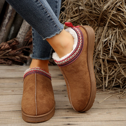 2023 autumn and winter New snow boots low tube slip-on cotton shoes ethnic style warm lazy shoes foreign trade order generation