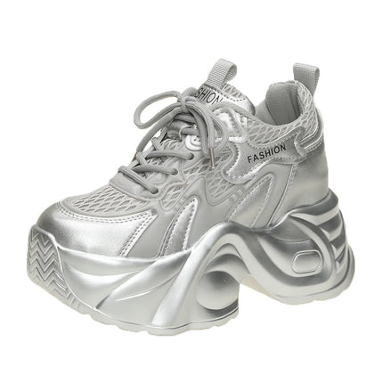 10cm Thick-Soled Height-Increasing Dad Shoes for Women, Mesh 2025 Summer Breathable New Versatile Casual Sports Shoes