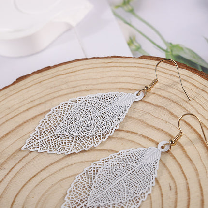 Fashion versatile personality double leaf earrings hollow hand-felt paint matted leaf earrings earrings manufacturers direct supply