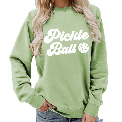 Pickle ball Printed Round Neck Women's Top Sweatshirt Foreign Trade Supply Autumn and Winter Coat Casual Loose European Size